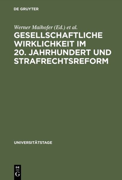 Produktbild: Gesellschaftliche Wirklichkeit im 20. Jahrhundert und Strafrechtsreform