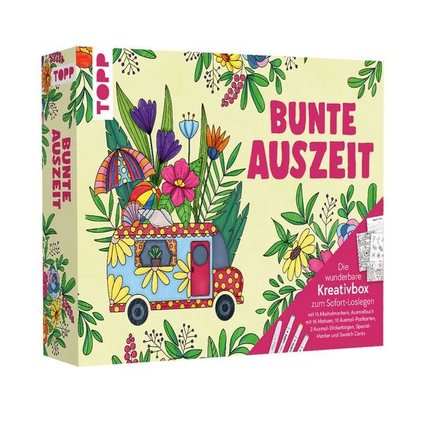 Produktbild: Bunte Auszeit &ndash; Die wunderbare Kreativbox. Ausmalset mit Markern