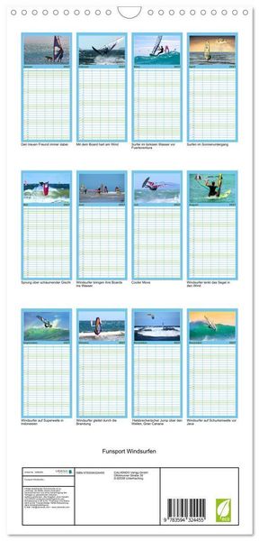 Produktbild: Familienplaner 2027 - Funsport Windsurfen mit 5 Spalten (Wandkalender, 21 x 45 cm) CALVENDO