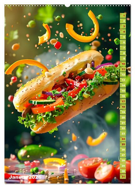 Produktbild: Leckeres Fast Food (hochwertiger Premium Wandkalender 2026 DIN A2 hoch), Kunstdruck in Hochglanz
