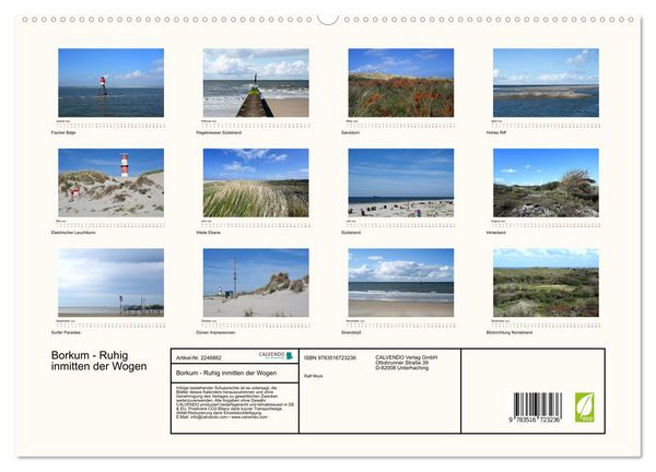 Produktbild: Borkum - Ruhig inmitten der Wogen (hochwertiger Premium Wandkalender 2026 DIN A2 quer), Kunstdruck in Hochglanz
