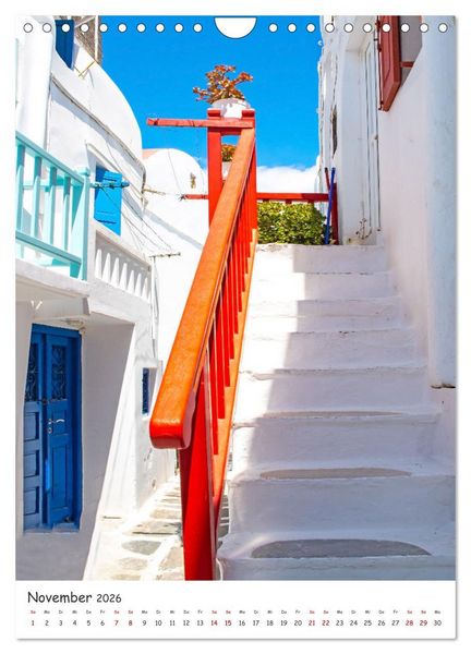 Produktbild: Treppauf, treppab in den Altstadtgassen von Mykonos (Wandkalender 2026 DIN A4 hoch), CALVENDO Monatskalender
