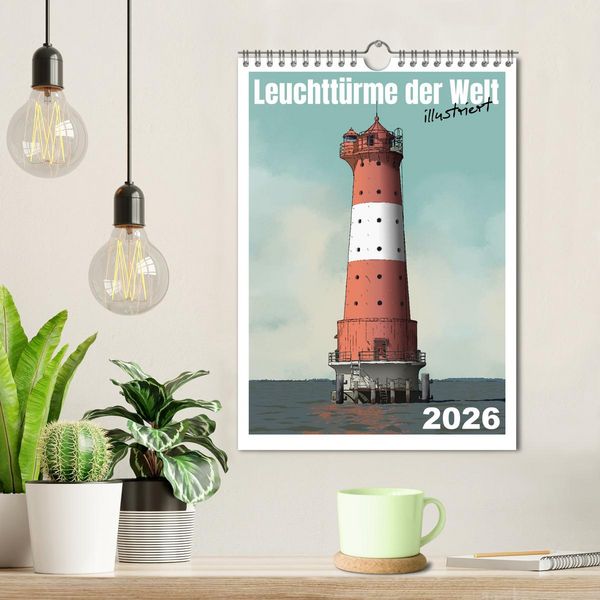 Produktbild: Leuchtt&uuml;rme der Welt - illustriert (Wandkalender 2026 DIN A4 hoch), CALVENDO Monatskalender