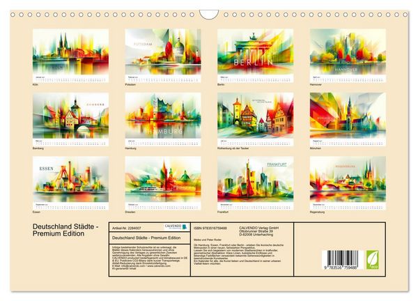 Produktbild: Deutschland St&auml;dte - Premium Edition (Wandkalender 2027 DIN A3 quer), CALVENDO Monatskalender