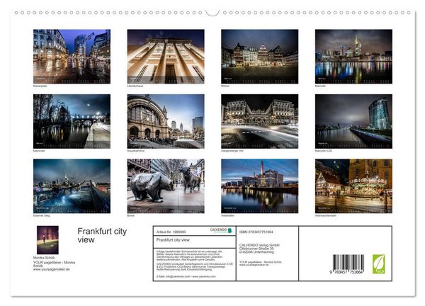 Produktbild: Frankfurt city view (hochwertiger Premium Wandkalender 2026 DIN A2 quer), Kunstdruck in Hochglanz