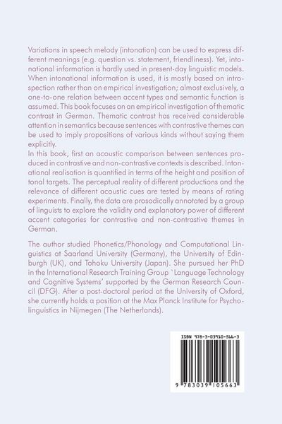 Produktbild: Production and Perception of Thematic Contrast in German