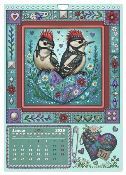 Produktbild: V&ouml;gel. Kleine Punks. Gro&szlig;es Herz. (Wandkalender 2026 DIN A4 hoch), CALVENDO Monatskalender