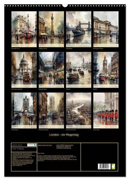 Produktbild: London - ein Regentag (Wandkalender 2026 DIN A2 hoch), CALVENDO Monatskalender