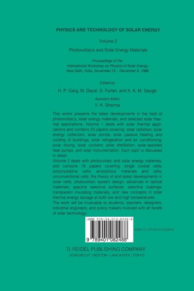 Produktbild: Physics and Technology of Solar Energy