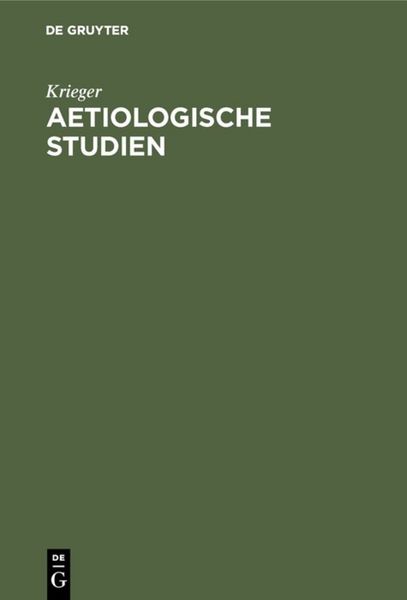 Produktbild: Aetiologische Studien