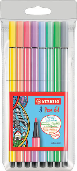 Premium-Filzstift - STABILO Pen 68 - 8er Pack - Pastellfarben