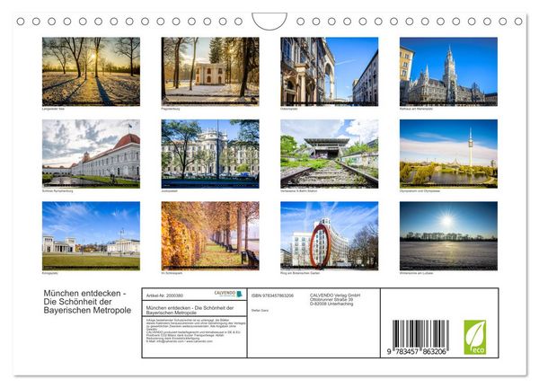 Produktbild: M&uuml;nchen entdecken - Die Sch&ouml;nheit der Bayerischen Metropole (Wandkalender 2026 DIN A4 quer), CALVENDO Monatskalender