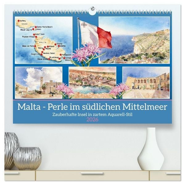 Produktbild: Malta - Perle im s&uuml;dlichen Mittelmeer (hochwertiger Premium Wandkalender 2026 DIN A2 quer), Kunstdruck in Hochglanz