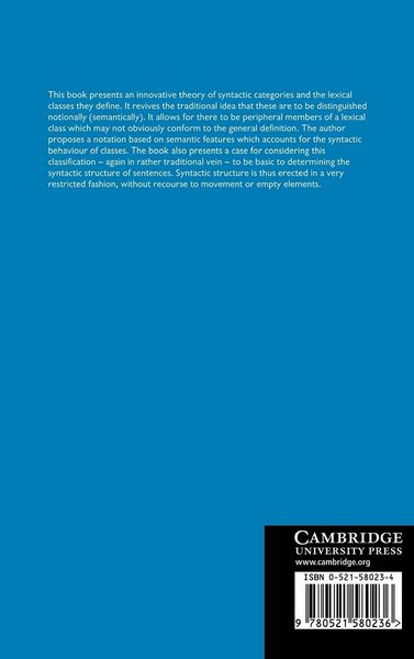 Produktbild: A Notional Theory of Syntactic Categories