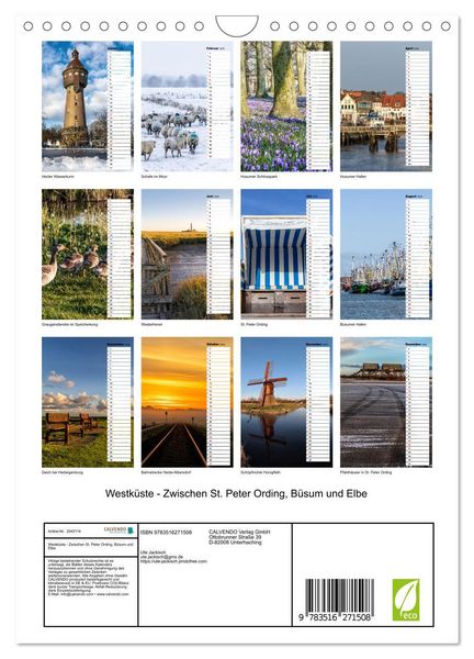 Produktbild: Westk&uuml;ste - Zwischen St. Peter Ording, B&uuml;sum und Elbe (Wandkalender 2026 DIN A4 hoch), CALVENDO Monatskalender