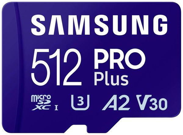 Samsung PRO Plus microSDXC-Karte 512 GB A2 Application Performance Class, v30 Video Speed Class, UHS-I inkl. SD-Adapter