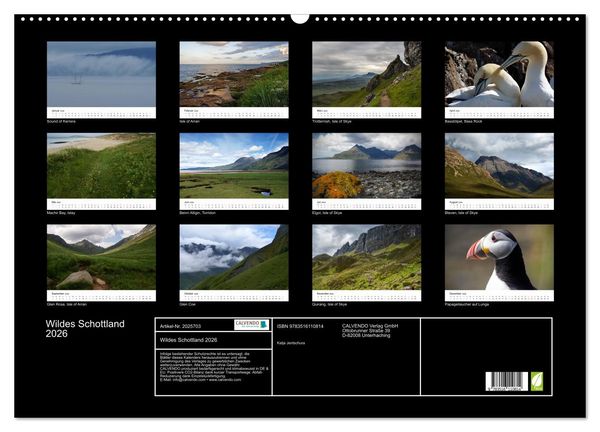 Produktbild: Wildes Schottland 2026 (Wandkalender 2026 DIN A2 quer), CALVENDO Monatskalender