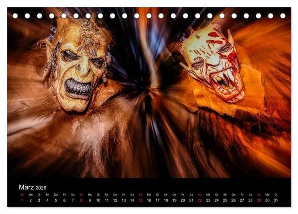 Produktbild: Perchten und Krampusse im Voralpenland (Tischkalender 2026 DIN A5 quer), CALVENDO Monatskalender