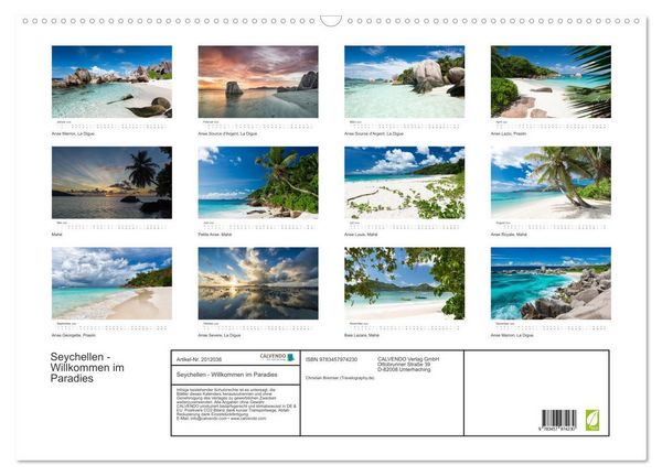 Produktbild: Seychellen - Willkommen im Paradies (Wandkalender 2026 DIN A2 quer), CALVENDO Monatskalender
