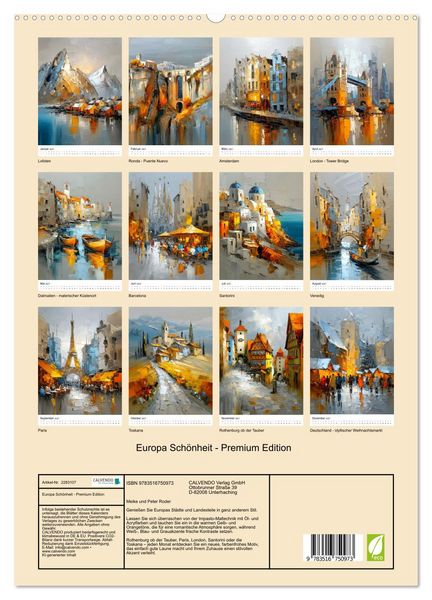Produktbild: Europa Sch&ouml;nheit - Premium Edition (hochwertiger Premium Wandkalender 2027 DIN A2 hoch), Kunstdruck in Hochglanz