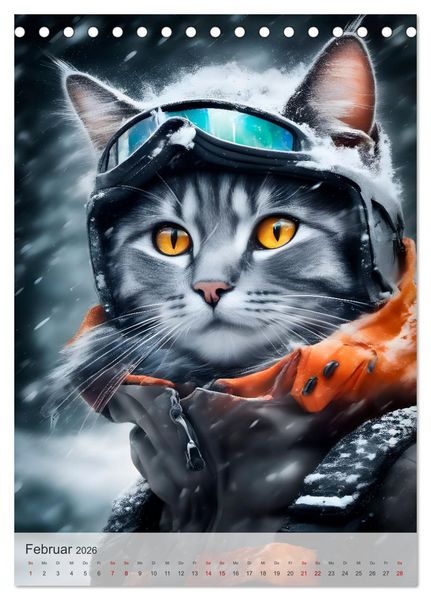Produktbild: Outdoorsport f&uuml;r Katzen (Tischkalender 2026 DIN A5 hoch), CALVENDO Monatskalender