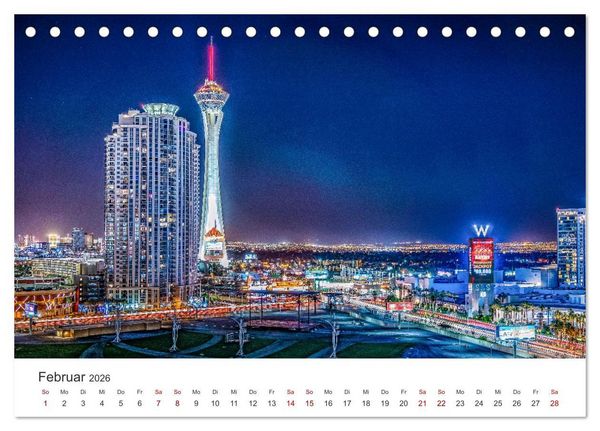 Produktbild: Las Vegas - Die Hauptstadt der Unterhaltung. (Tischkalender 2026 DIN A5 quer), CALVENDO Monatskalender