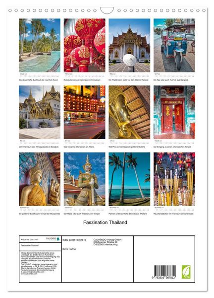 Produktbild: Faszination Thailand (Wandkalender 2026 DIN A3 hoch), CALVENDO Monatskalender