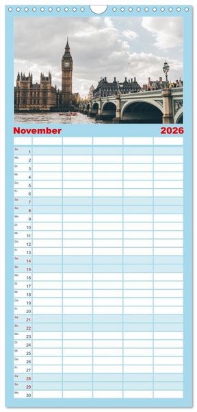Produktbild: Familienplaner 2026 - London - Die faszinierende Hauptstadt Englands. mit 5 Spalten (Wandkalender, 21 x 45 cm) CALVENDO
