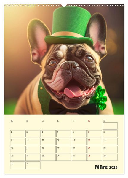 Produktbild: Lustige Flederm&auml;use. Franz&ouml;sische Bulldoggen bei der Freizeitgestaltung (Wandkalender 2026 DIN A2 hoch), CALVENDO Monatskalender