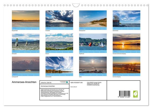 Produktbild: Ammersee-Ansichten (Wandkalender 2027 DIN A3 quer), CALVENDO Monatskalender