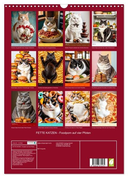Produktbild: FETTE KATZEN - Foodporn auf vier Pfoten (Wandkalender 2026 DIN A3 hoch), CALVENDO Monatskalender