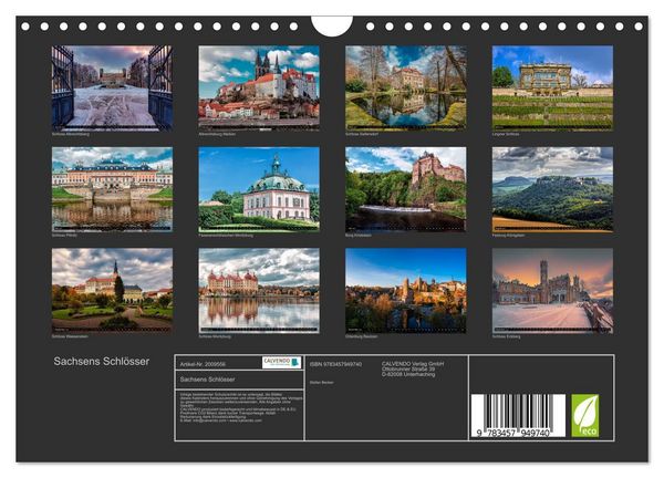 Produktbild: Sachsens Schl&ouml;sser (Wandkalender 2026 DIN A4 quer), CALVENDO Monatskalender