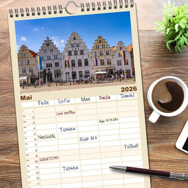 Produktbild: Familienplaner 2026 - Schleswig-Holstein - Nordfriesland mit 5 Spalten (Wandkalender, 21 x 45 cm) CALVENDO