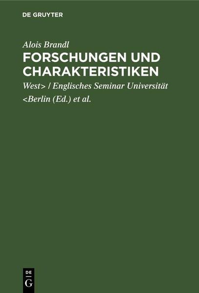 Produktbild: Forschungen und Charakteristiken