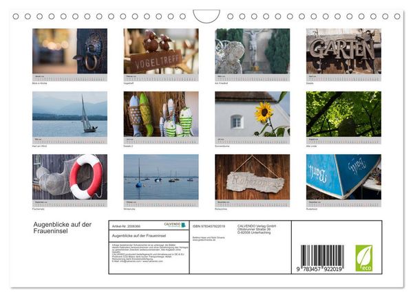 Produktbild: Augenblicke auf der Fraueninsel (Wandkalender 2026 DIN A4 quer), CALVENDO Monatskalender