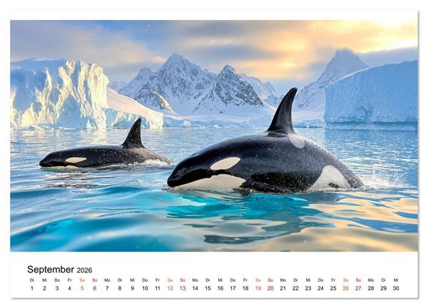 Produktbild: Orcas - ein Jahr voller Meer (Wandkalender 2026 DIN A2 quer), CALVENDO Monatskalender