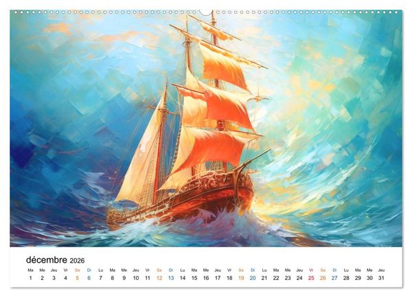 Produktbild: Sc&egrave;nes &eacute;piques de voiliers (Calendrier mural 2026 DIN A2 vertical) calendrier de bureau