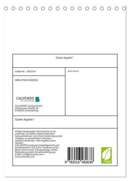 Produktbild: Guten Appetit ! (Tischkalender 2026 DIN A5 hoch), CALVENDO Monatskalender