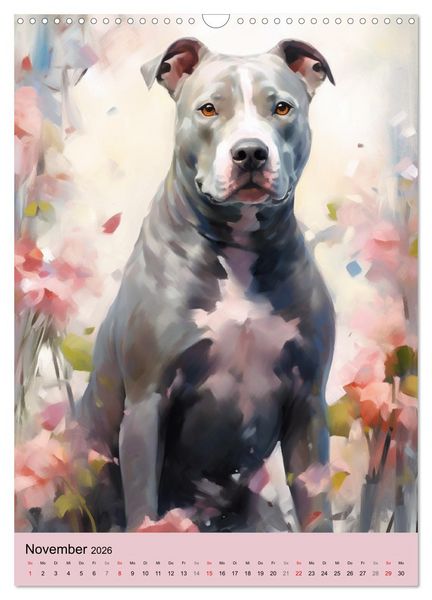 Produktbild: Pit Bull Aquarelle. Illustrationen von tollen Hunden (Wandkalender 2026 DIN A3 hoch), CALVENDO Monatskalender