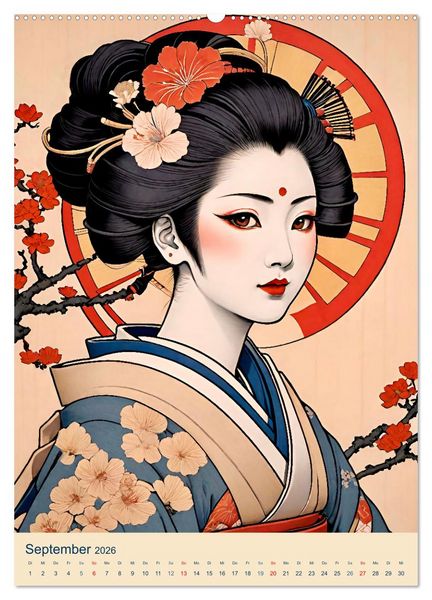 Produktbild: Japanische Geishas (hochwertiger Premium Wandkalender 2026 DIN A2 hoch), Kunstdruck in Hochglanz