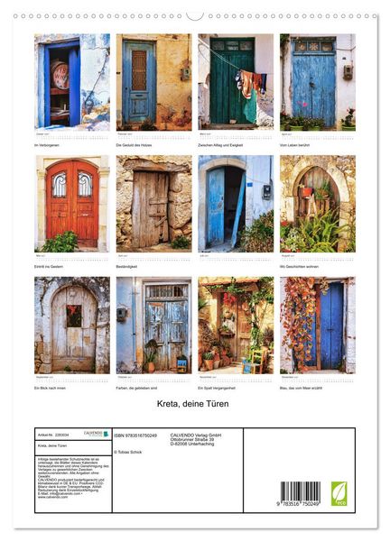 Produktbild: Kreta, deine T&uuml;ren (hochwertiger Premium Wandkalender 2027 DIN A2 hoch), Kunstdruck in Hochglanz