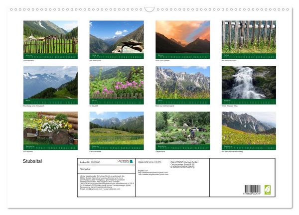 Produktbild: Stubaital (Wandkalender 2026 DIN A2 quer), CALVENDO Monatskalender
