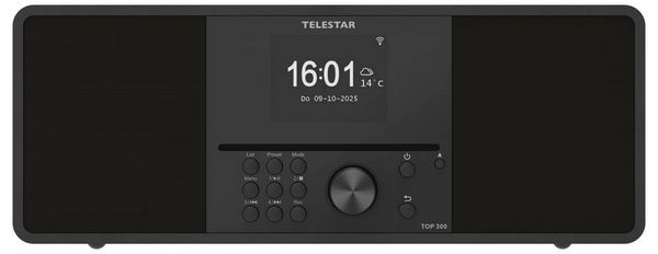 Produktbild: Telestar TOP 300 Schwarz Internet CD-Radio Internet, DAB+, UKW USB, WLAN, Internetradio, DAB+, CD, Bluetooth&reg;, AUX Inkl. Fernbedienung Schwarz