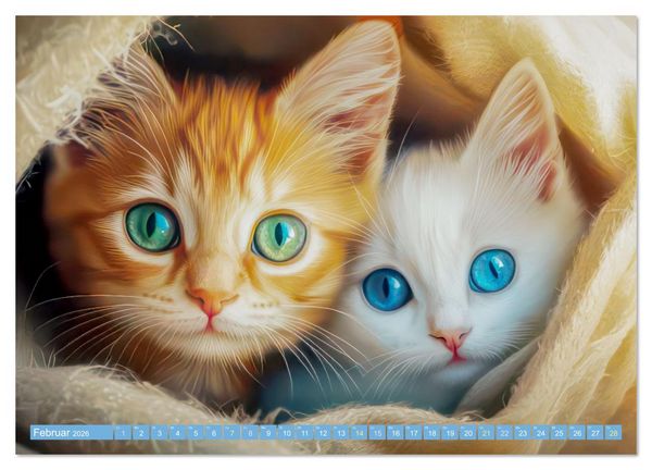 Produktbild: Katzen Illustrationen - Faszination pur (Wandkalender 2026 DIN A3 quer), CALVENDO Monatskalender