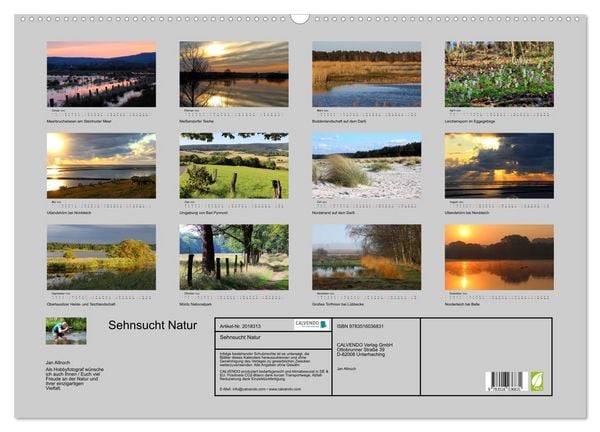 Produktbild: Sehnsucht Natur (Wandkalender 2026 DIN A2 quer), CALVENDO Monatskalender