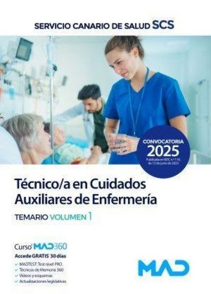 Produktbild: T&eacute;cnico/a en Cuidados Auxiliares de Enfermer&iacute;a. Temario volumen 1. Servicio Canario de Salud