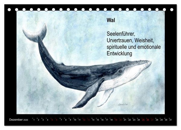 Produktbild: Krafttiere in Aquarell (Tischkalender 2026 DIN A5 quer), CALVENDO Monatskalender