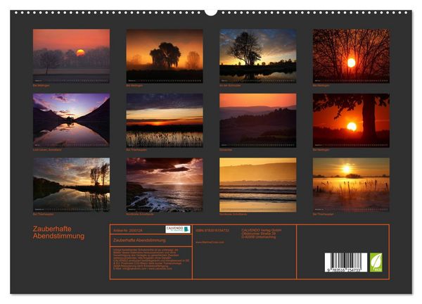 Produktbild: Zauberhafte Abendstimmung (hochwertiger Premium Wandkalender 2026 DIN A2 quer), Kunstdruck in Hochglanz