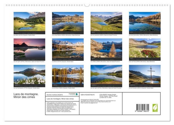 Produktbild: Lacs de montagne. Miroir des cimes (Calendrier mural haut de gamme 2027 DIN A2 vertical), CALVENDO calendrier mensuel