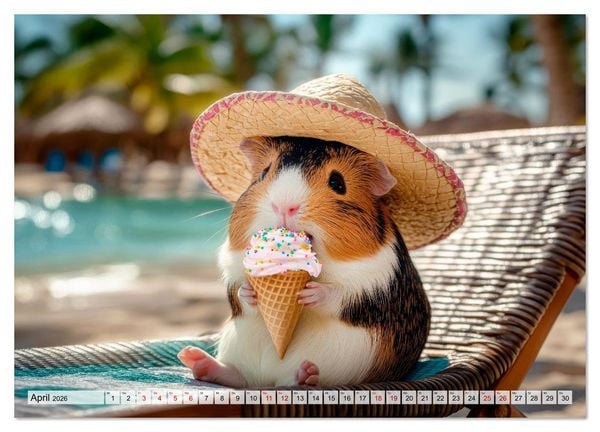 Produktbild: Meerschweinchen - Hauptsache Urlaub (Wandkalender 2026 DIN A3 quer), CALVENDO Monatskalender